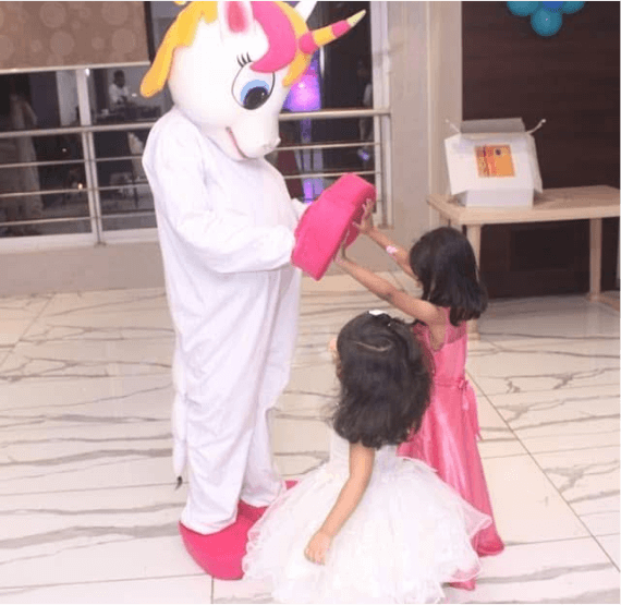 Unicorn Mascot on rent for Birthday Party event