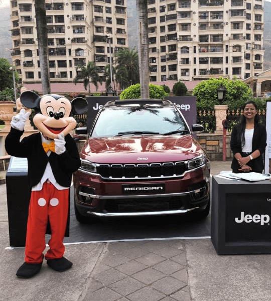 Mickey, Donald Duck, Lion, Panda and Doraemon Mascots at a birthday party event