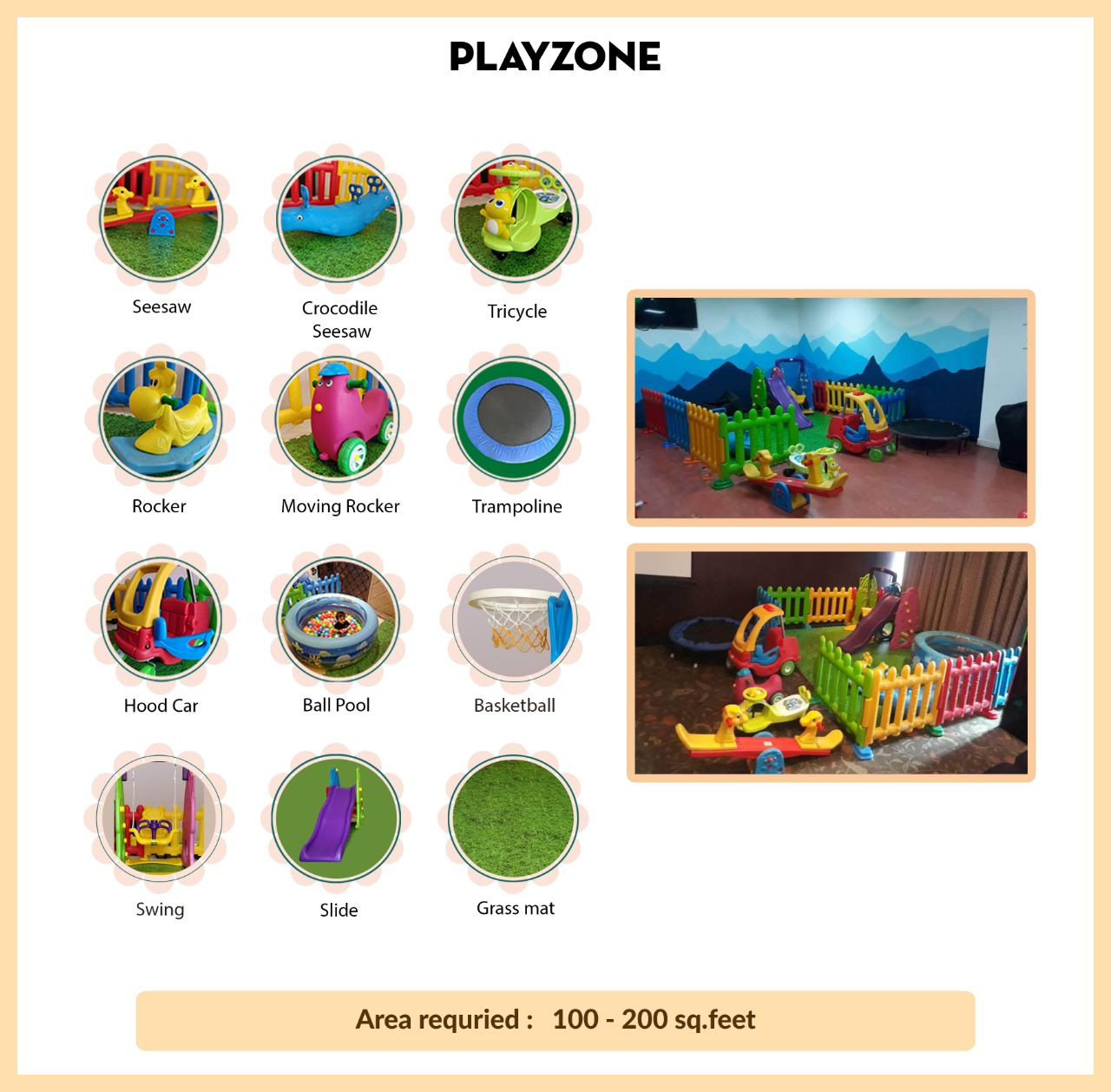 Kid's Playzone setup for all kind of events suitable for 2-6 year kids